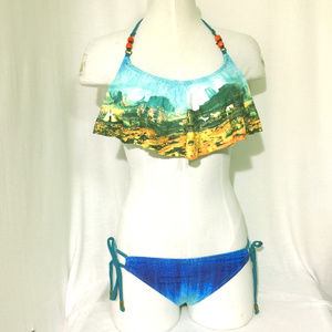 Hobie Desert Hanky Flounce 2 Piece Bikini Swimsuit